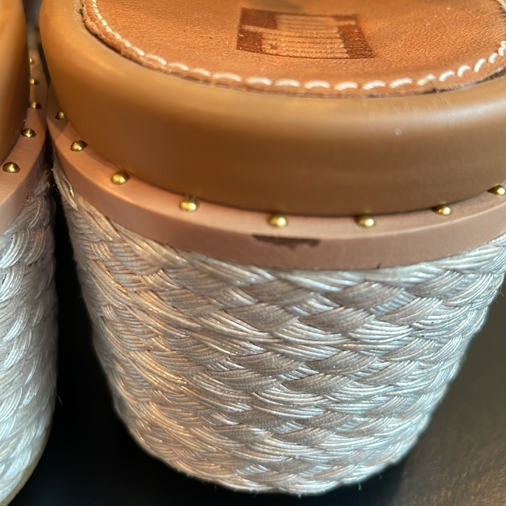 NWT FitFlop ELOISE light tan Espadrille Leather Wedge Back Strap Sandals Size 10 - Picture 10 of 12
